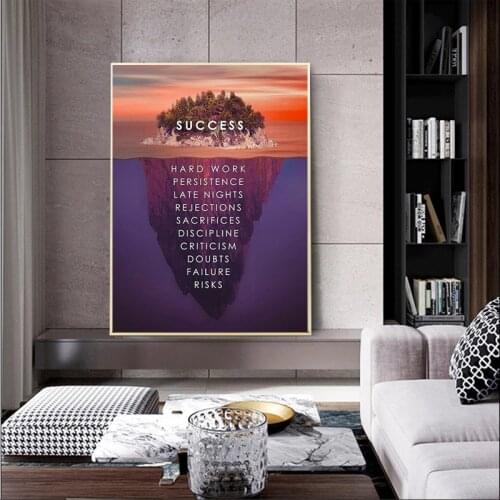 Inspiration Artwork Iceberg of Success Quote Canvas Painting Posters and Prints Wall Art Picture for Living Room Home Decoration