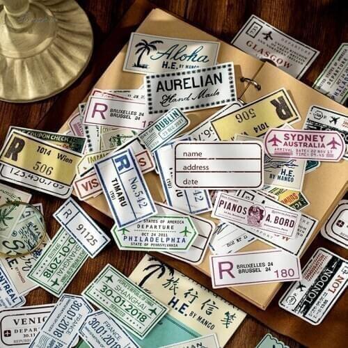XINAHER 60pcs/bag Vintage Past series Travel label paper sticker package DIY diary decoration sticker album scrapbooking
