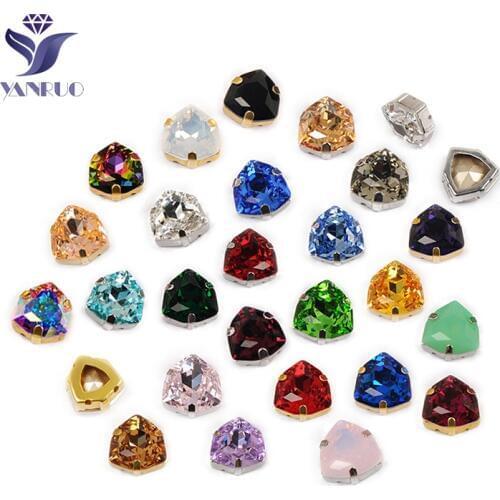 YANRUO 4706 Trilliant Point Back Sew On Rhinestones Glass Strass K9 DIY Jewelry Fancy Stones And Crystals For Decoration