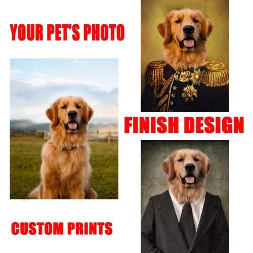 Custom Prints Pet Poster Funny Animals Canvas Painting Personalized Dog Cat In Suit Customization Wall Art Pictures For Gift