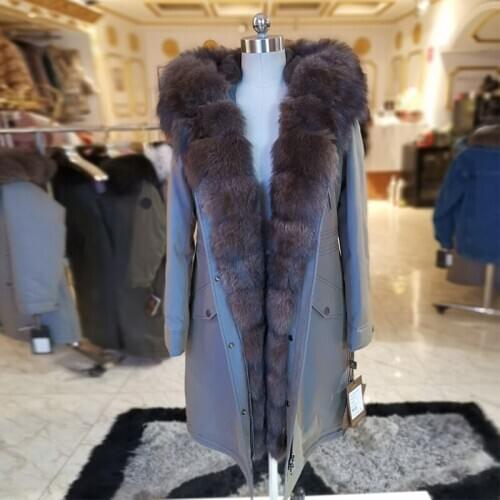 WINTER PALACE new raccoon fur collar Mid-length Removable cotton lining Send to overcome female Overcoat Ladies jacket SF82119