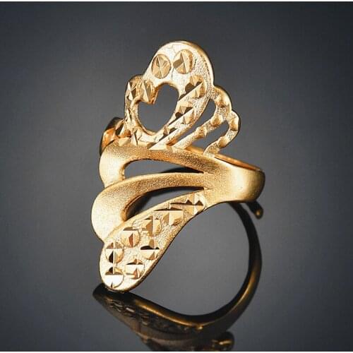 Gold Color Fashion Love Heart Shaped Wedding Ring for Woman Female Statement Engagement Party Jewelry Dropshipping