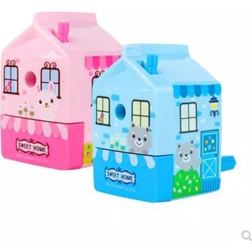 0724 Mechanical Pencil Sharpener Hand Crank School Chancery Stationery Office Supplies Kawaii House Model Gift For Student Kids