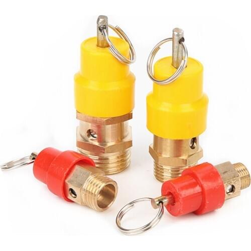 1PCS Red or Yellow Gold Tone 1/8" 1/4" 3/8" 1/2" 3/4" BSPT Dia Male Thread Safety Air Pressure Relief Valve