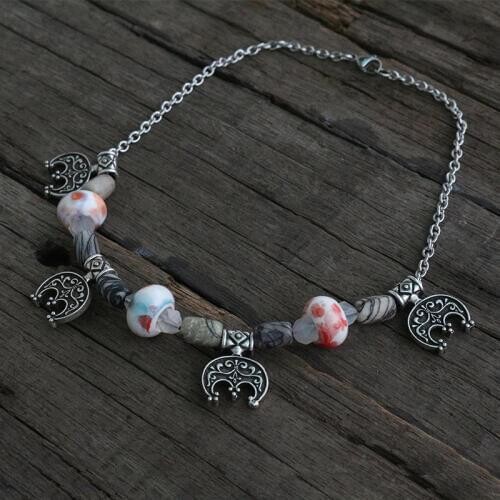 1pcs Norse Lunula Neckalce Pendant, Slavic Moon Inspired Jewelry, Viking Dress Jewelry For Charms Feminine