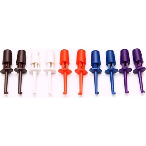 10pcs 1.57'' Multimeter Wire Lead Single Test Hook Clip Electronic Mini Test Probe Set For Test Tools