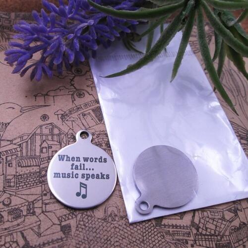 10pcs--"When words fail, music speaks"stainless steel charms 5 styles for choosing DIY Charms for necklace bracelets