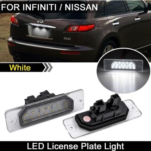 2Pcs For Infiniti FX35 FX45 Q45 I30 I35 M35h M37 M56 Q70 For Nissan Fuga Cefiro White LED License Plate Light Number Plate Lamp