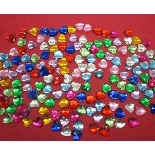 500Pcs 10mm Acrylic Mixed Bling Heart Decoration Crafts Flatback Cabochon Scrapbooking Fit Hair Clips Embellishments Beads Diy