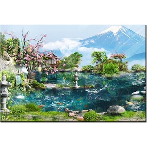 5D Diamond Painting Japan Mt Fuji full drill Cherry blossom Temple DIY Diamond Mosaic Embroidery Full Drill Home Decor k1322