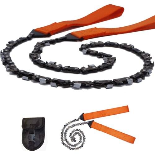 63cm Outdoor EDC Gear String Wire Saw Pocket Scroll Hand Stainless Steel Rope Chain Saws Travel Camping Survival Tool