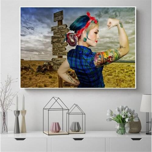 Abstract Oil Painting Muscle Show Tattoo Women Poster Prints Farm Decor Wall Pictures for Living Room Cuadros Decoracion Salon