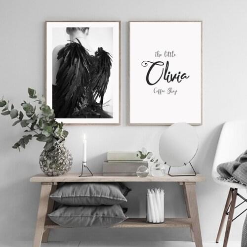 Canvas Abstract Painting Scandinavian Poster Wall Art Cozy Fashion Feather Girl Anime Poster Prints Modern Women Bedroom Decor