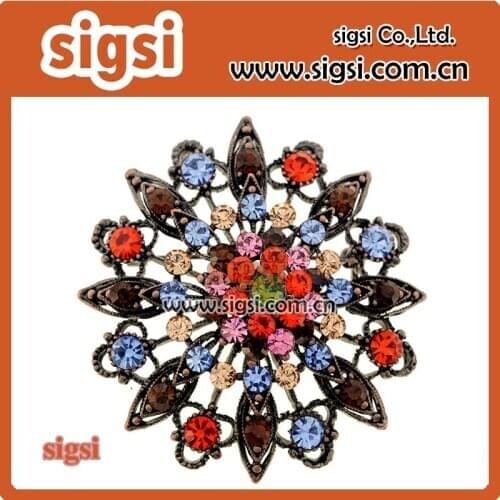 Shiny colorful crystal rhinestone flower brooch elegant broach jewelry