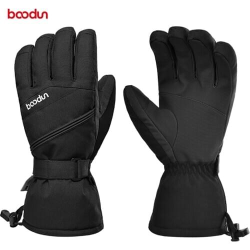 Boodun waterproof winter warm ski gloves women and men touch screen plus velvet thickened veneer double board sports equipment
