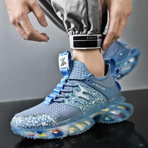 Brand Men Sports Shoes Cushioning Breathable Lace-up Running Shoes Mens Fashion Outdoor Jogging Shoes Low-cut Walking Shoes Men