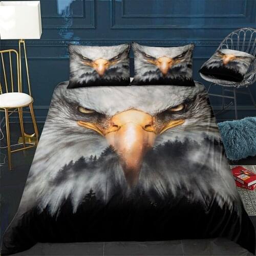 Bald Eagle Quilt Cover Pillowcase 3Piece Comforter Bedding Set With Pillow Case Single Double Duvet Cover Home Decora