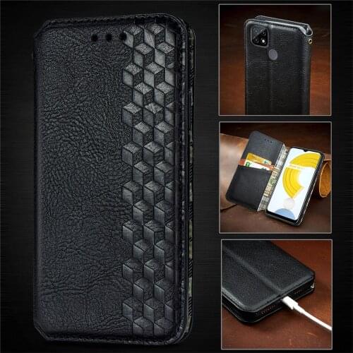 Business Leather Magnetic Flip Case for Oppo Realme C21Y C 21Y C21 RealmeC21 C 21 Best Protection Phone Bag Cover