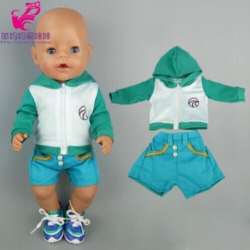 Baby doll clothes green hoody coat and pants for 18 Inch Girl Doll boy Leisure Outfits