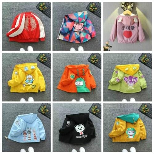 Children Jackets Hoodie Boy Kids Outerwear Coats Cute Dinosaur Rabbit Cartoon Jackets For Baby Girls Windbreaker 6M-7T Black Red