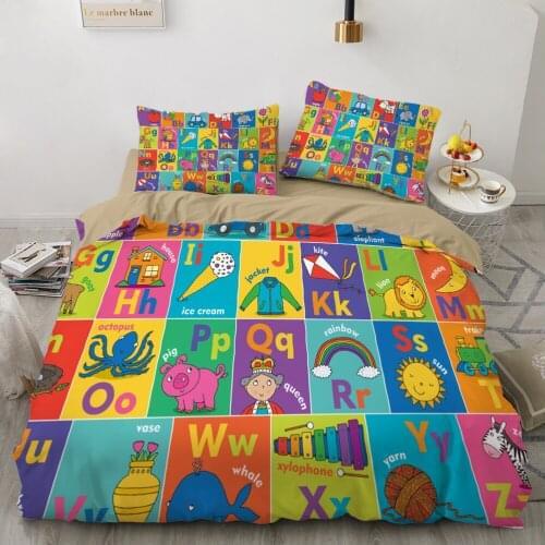 Kids Bedding Set for baby cartoon Bed linen set for home duvet cover pillowcase family sets Euro 150*200 letter