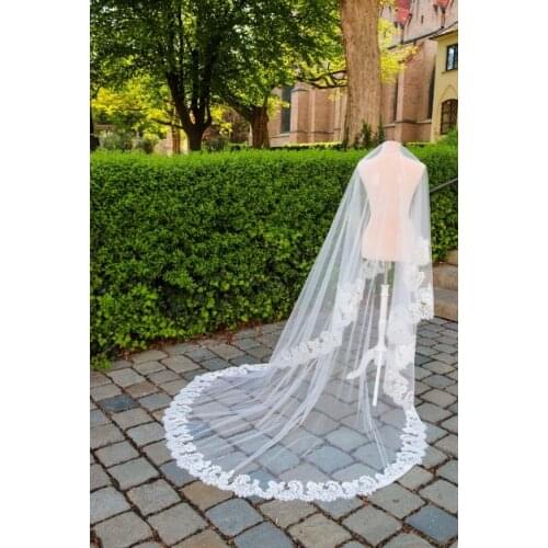 Cathedral veil, wedding lace veil, single layer white or ivory veil, bridal lace veil, wedding accessories