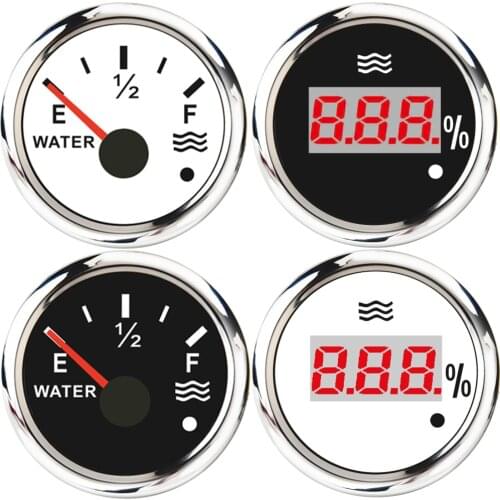 100% Digital Displayer 0-190ohm Water Level Gauge 52MM Gauge Empty to Full Water Tank Indicator Meter 240-33ohm with Warning LED