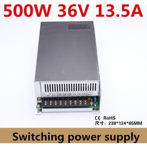 Single output 500W switching power supply 36V 13.5A for CNC Router Foaming Mill Cut Laser Engraver Plasma LED ac/dc transformer
