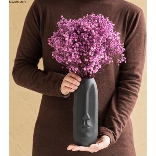Human Face Ceramic Vase Artificial Flower Flower Arrangement Ornaments Stoneware Abstract Vase Home Decoration Accessories