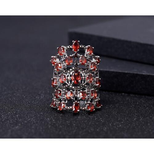 GEMS BALLET 8.37Ct Natural Red Garnet Rings 925 Sterling Silver Luxury Gemstone Ring For Women Anniversary Fine Jewelry