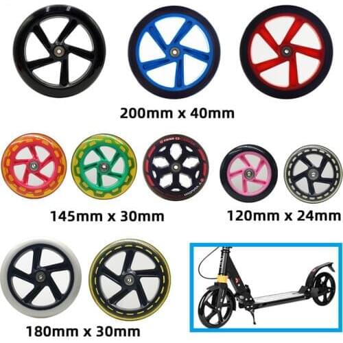 【120mm 145mm 180mm 200mm】 big wheel Scooter Wheels 20cmX4cm Diameter Cart Wheels 145/180mmx30mm Durable PU With ABEC7 bearing
