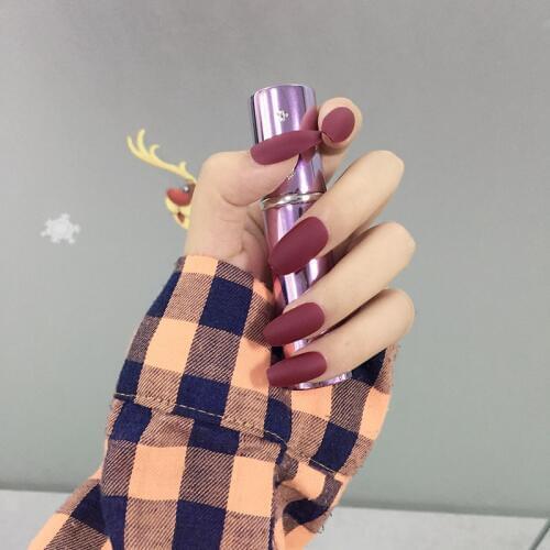 Korean Ins Summer Wearable Long Square Head Fake Nail Tips Women Manicure Decorations Blue Artificial Nails Patches 24pcs/set