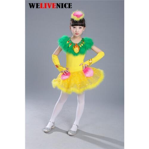 Hot New 2017 Chicken Kids Girls Custom Made Beauty And The Puff dress Cosplay Costume Kids Princess Dress #7144