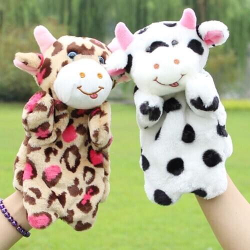 Cartoon Lovely Mini Plush Cow Ox Bull Animal Hand Puppet Kids Storytelling Toy