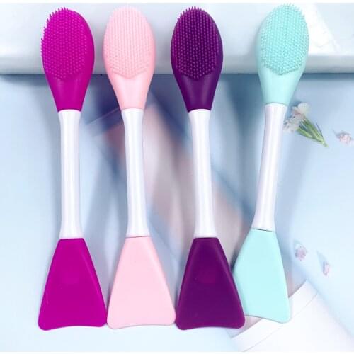 Soft Double-Head Silicone Face Mask Brush Face Applicator Brush Facial Cleansing Brush Pore Cleaner Brush Skin Face Care Tool