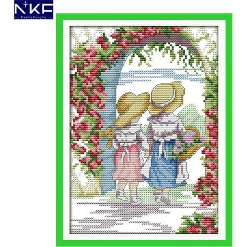 NKF The door of the roses Chinese cross stitch charts counted stamped cross stitch kits for sale