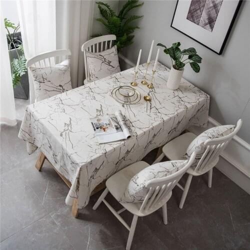 Nordic Marble Pattern Printed Tablecloth Cotton Linen Table Cloth Wedding Dining Party Home Decor Table Cloth Cover
