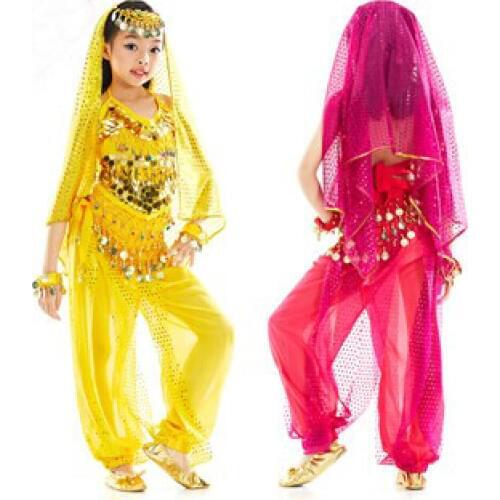 Wholesale fashion Children belly dancing Set dress fully hand-made crochet dance Wear for showing