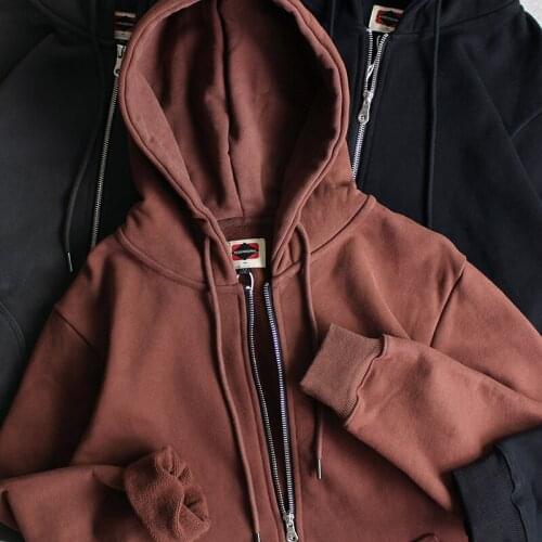 Autumn Winter New Cardigan Hoodies for Mens Fashion Long Sleeved Hooded Thickened Plus Velvet Heavy Weight Casual Sportwear