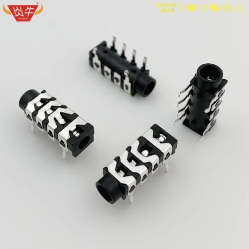 PJ313B 3.5mm 6PIN 4 WAY DIP GILDED STEREO AUDIO SOCKET HEADPHONE CONNECTOR HEADPHONE SOCKET TWO CHANNEL PC PJ-313B
