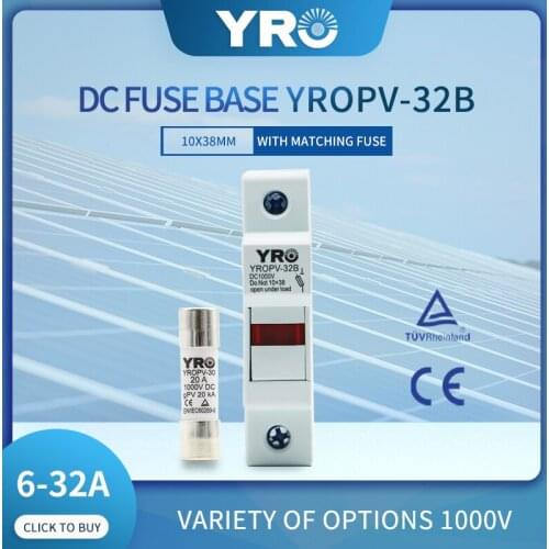 DC 1P 1000V PV Solar Fuse Fusible 10x38MM gPV with LED Fuse Holder for Solar PV System Protection YROPV-32B