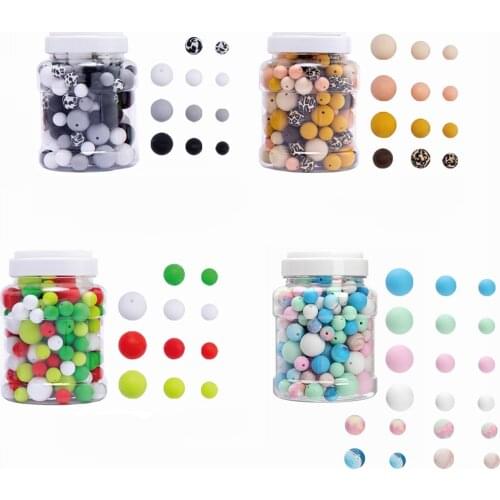 Barreled Silicone Beads Mixed color 12/15/20mm BPA Free DIY Food Grade Silicone Teether Round Beads Color Teething Toys