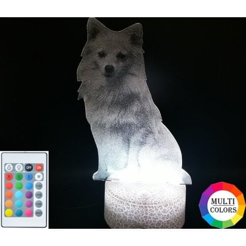 Pet Dog LED Night Light 3D Illusion RGB Colors Atmosphere Lamp German Spitz Nightlights Home Hotel Party Decoration Kids Gift