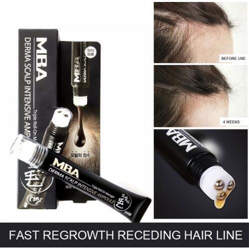 Hair Line Growth Serum Derma Scalp Intensive Ampoule Triple Roll Massager Fast Hair Regrow Hair Loss Essence