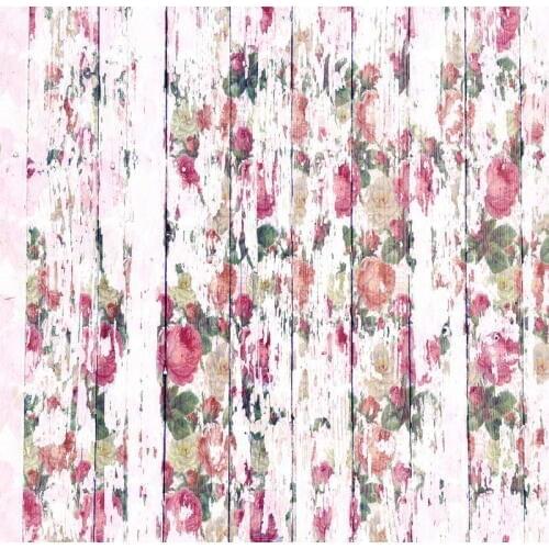 TR 2017 Hot Sale Wood with Flowers Pattern Photography Backdrops Newborn Children Photography Studio Backgrounds Vinyl Backdrops