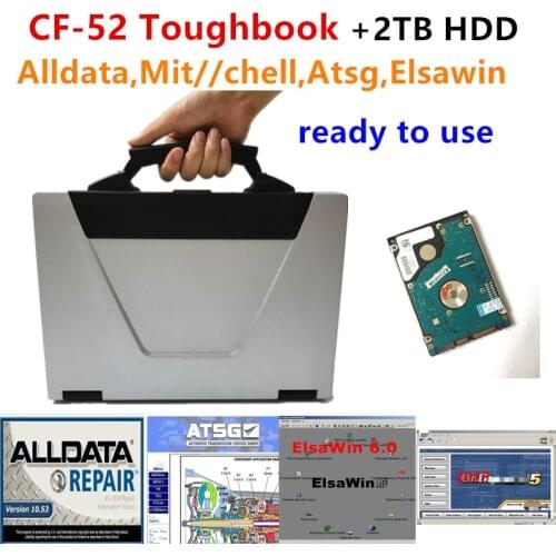 High quality Toughbook CF52 laptop with Alldata Mit/ell Elsawin 6.0 ATSG 24 software in 2TB HDD installed CF 52 Laptop ready use