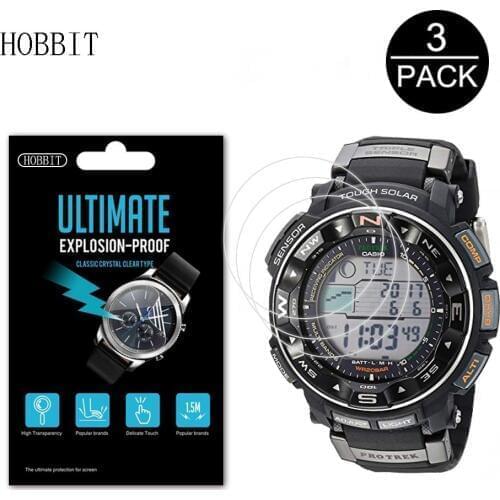 3Pack Explosion-Proof Digital Watch Screen Protector For Casio Pro Trek PRW-3500 PRW-3000 PRW-2500T PRW2500R LCD Film Guard