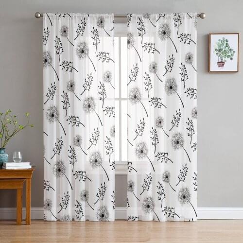 Lovely Dandelion Plant Window Curtains Bedroom Modern Drape Sheer Tulle Valances Living Room Kitchen Voile Curtain