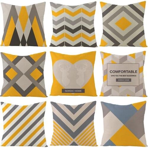 Yellow Geometric Cushion Cover Modern Home Decoration Modern Cushion Cover Case Pillow Covers Home Textile Pillow Cover 45*45