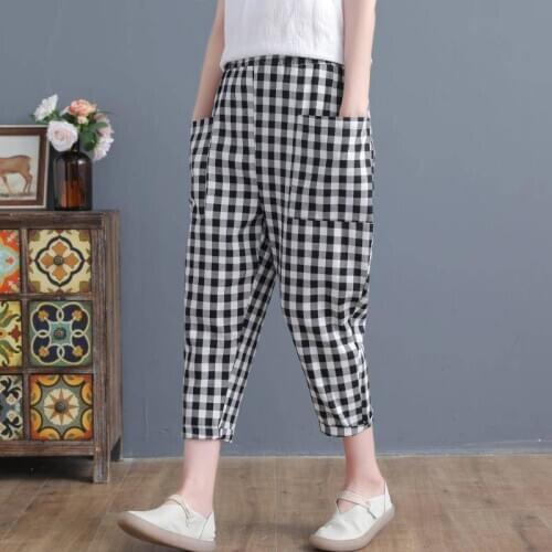 Women Streetwear Plaid Pants 2020 New Harajuku High Waist Korean Style Sweatpants Casual Harem Pants Loose Trousers Plus Size